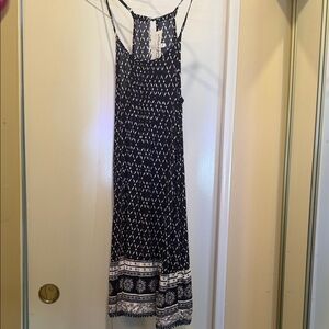 Vintage Havana Black & White Geometric Border Maxi Dress